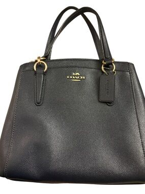 Coach Navy blue Leather Tote with Gold Accents